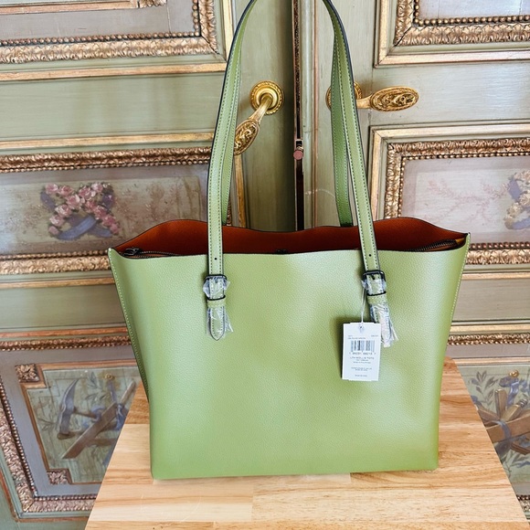 Coach Mollie large leather handbag olive green NWT Authentic - Picture 5 of 7